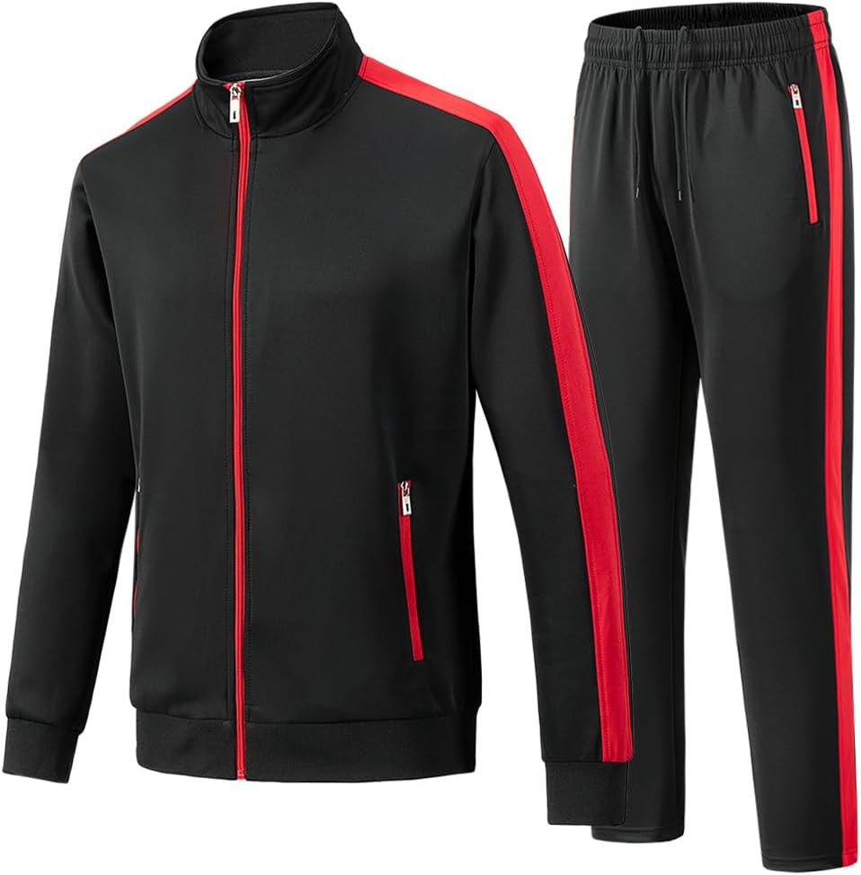 51jLn2WhXGL._AC_SL1001_.jpg Men's Tracksuits 2 Piece Outfits Sweatsuits for Men Long Sleeve Track suits Athletic Full Zip Active Sports Sets - Image 1