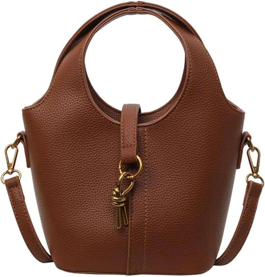 61FGDbNGXLL._AC_SL1001_.jpg Women Bucket Bag PU Leather Bag Fashion Shoulder Crossbody Bag Vintage Tote Bag Small Handabg Purse - Image 1