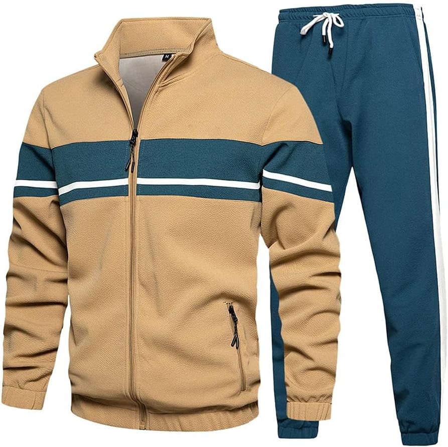 61WSIHz-KAL._AC_SL1001_.jpg Leading the Better Life Men's Sweat Suit 2 Piece Outfit Casual Contrast Sports Jogging Tracksuits Set - Image 1