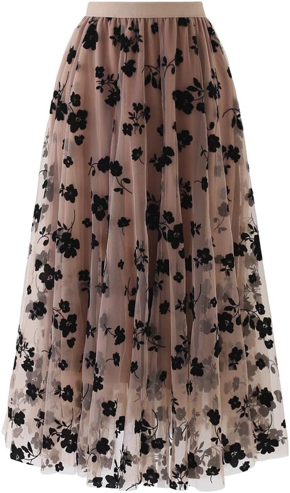 61ccUTZOuzL._AC_SL1000_.jpg Women's 3D Double-Layered Mesh Midi Skirt - Image 1
