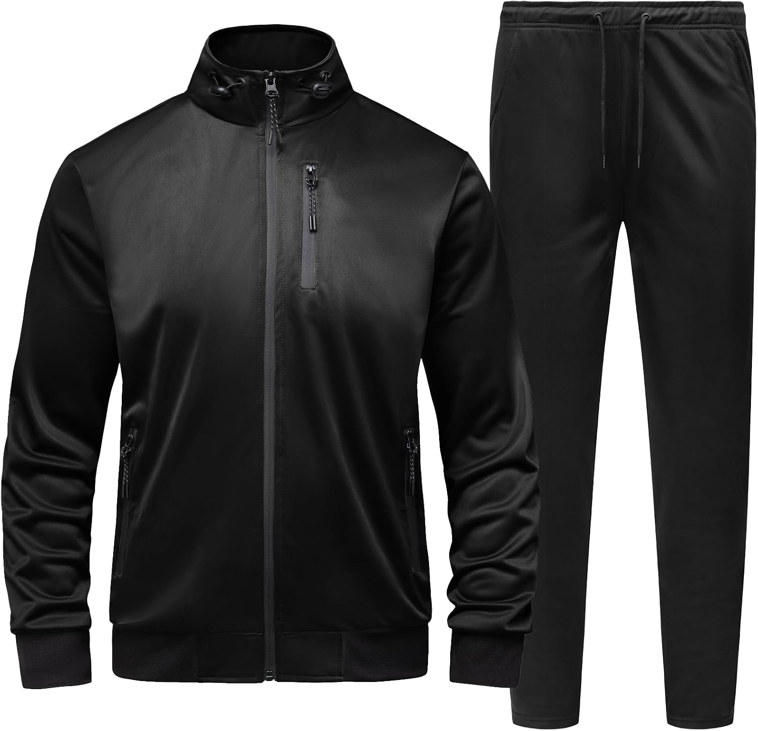 61xs55A9NML._AC_SL1500_.jpg Men's Athletic Full Zip Tracksuit Set Fashion Workout Sweatsuit Track Long Sleeve Jackets and Pants 2 Piece Outfit - Image 1