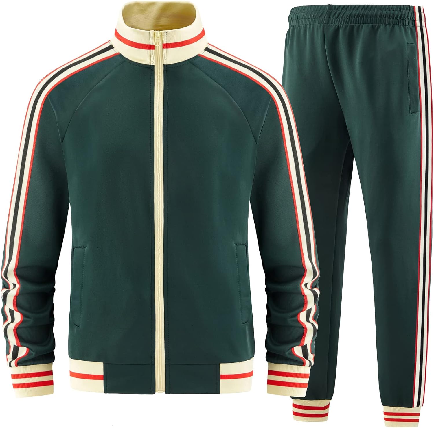 71RWZS-FAjL._AC_SL1500_.jpg Men Track Suits Sets Long Sleeve Full-zip Sweatsuit Active Jackets and Pants 2 Piece Outfits - Image 1