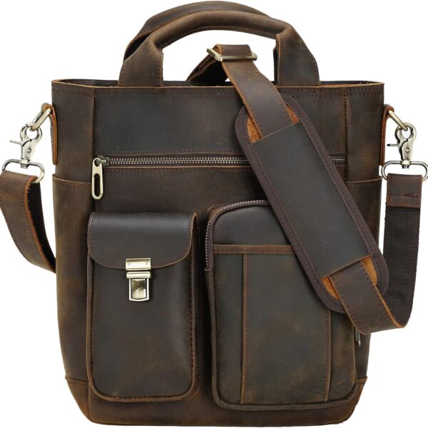 Leather Messenger Bag for Men Vintage Crossbody Shoulder Bag Business Work Man Purse Handbag fits 11" Tablet