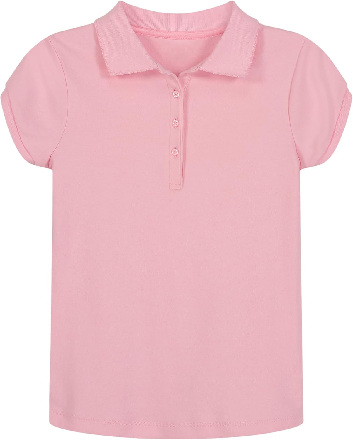 71qnj3hpniL._AC_SL1500_.jpg Girls' School Uniform Short Sleeve Polo Shirt, Button Closure, Soft Fabric - Image 1