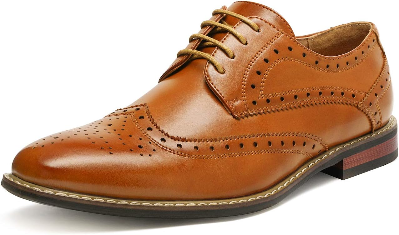 71u3YRWmuiL._AC_SL1500_.jpg Men's Classic Modern Formal Oxford Wingtip Lace Up Dress Shoes - Image 1