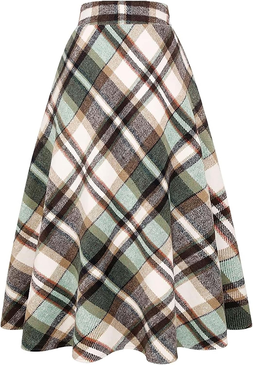 81SMsQCuNFL._AC_SL1500_.jpg Women's Long Plaid Wool Skirt Fall Winter High Waist A-line Pleated Wool Tartan Skirts - Image 1