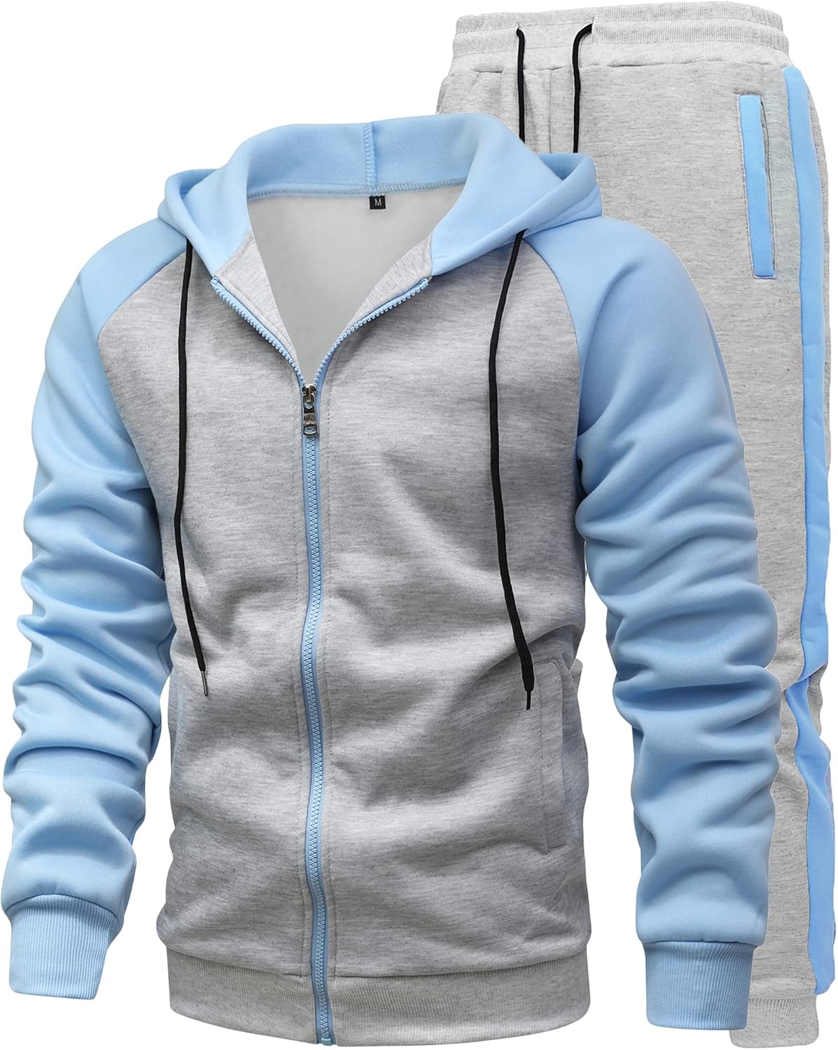 81aijX8FfL._AC_SL1500_.jpg Men's 2 Pieces Tracksuits Running Sports Suits Drawstring Waistband Sweatsuit - Image 1
